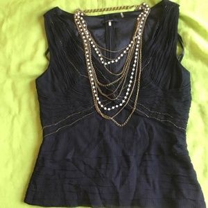 Elie Tahari black silk sleeveless top M